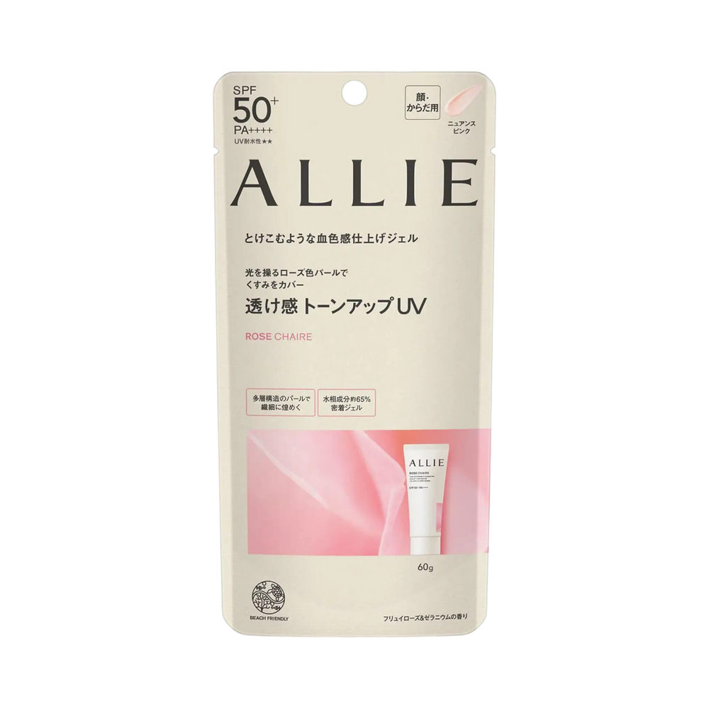 Allie Chrono Beauty Tone Up UV 02 Rose Chaire 60g - rose-tinted tone-up sunscreen SPF50+