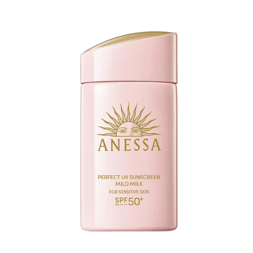 Anessa Perfect UV Sunscreen Mild Milk SPF50+ 60ml gentle sunscreen for sensitive skin with smooth milk texture and strong UV protection