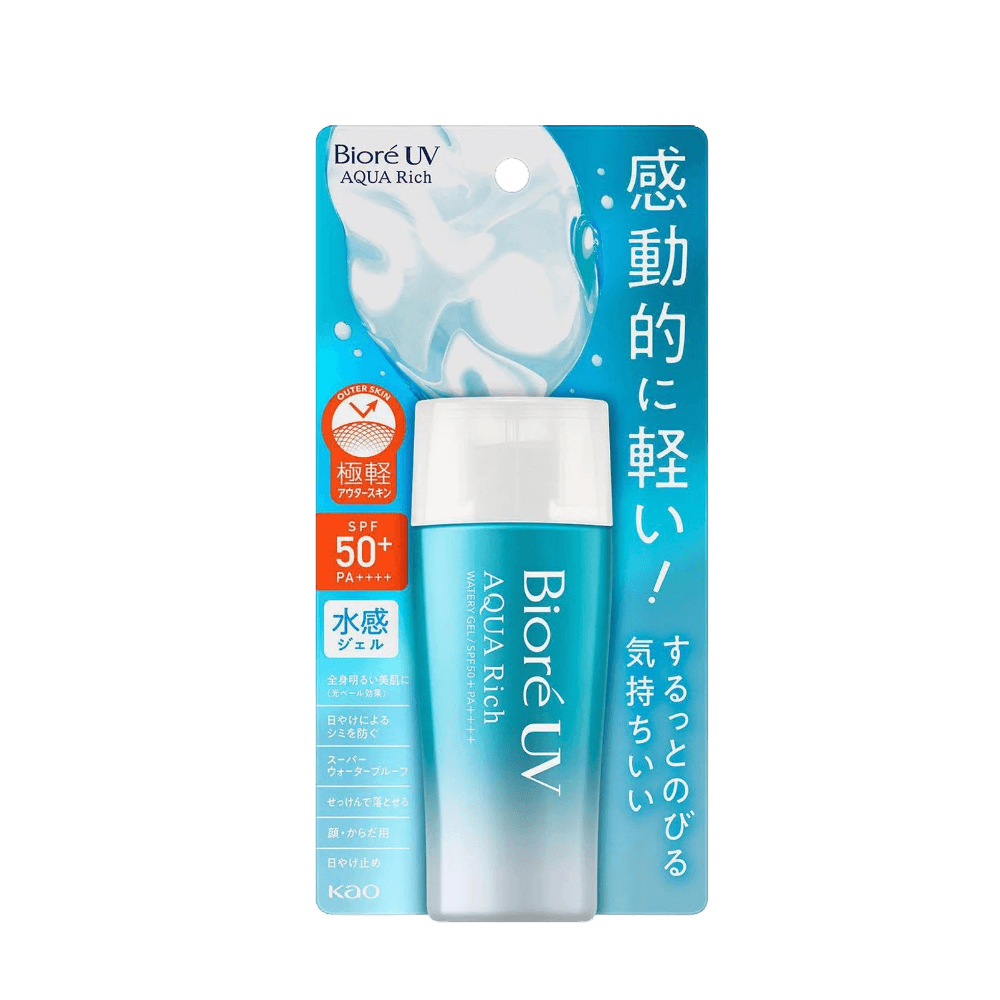 Biore UV Aqua Rich Watery Gel SPF50+ PA++++ 70ml - refreshing Japanese sunscreen gel for face and body