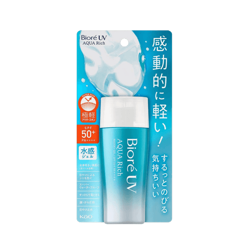Biore UV Aqua Rich Watery Gel SPF50+ PA++++ 70ml - refreshing Japanese sunscreen gel for face and body