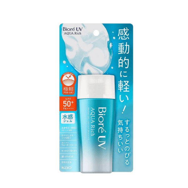 Biore UV Aqua Rich Watery Gel SPF50+ PA++++ 70ml - refreshing Japanese sunscreen gel for face and body