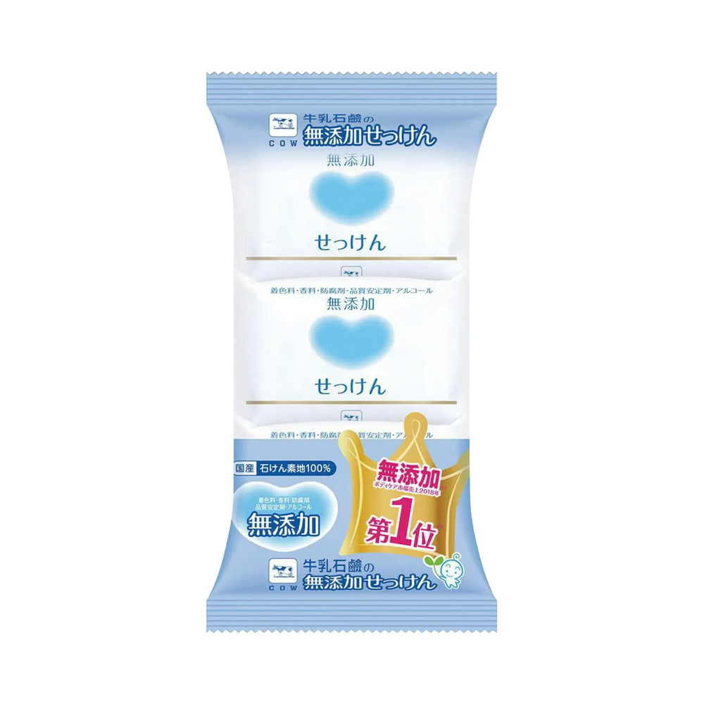 Cow Brand Mutenka Additive-Free Bar Soap 100g 3 Pack - fragrance-free Japanese soap for sensitive skin