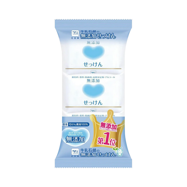 Cow Brand Mutenka Additive-Free Bar Soap 100g 3 Pack - fragrance-free Japanese soap for sensitive skin