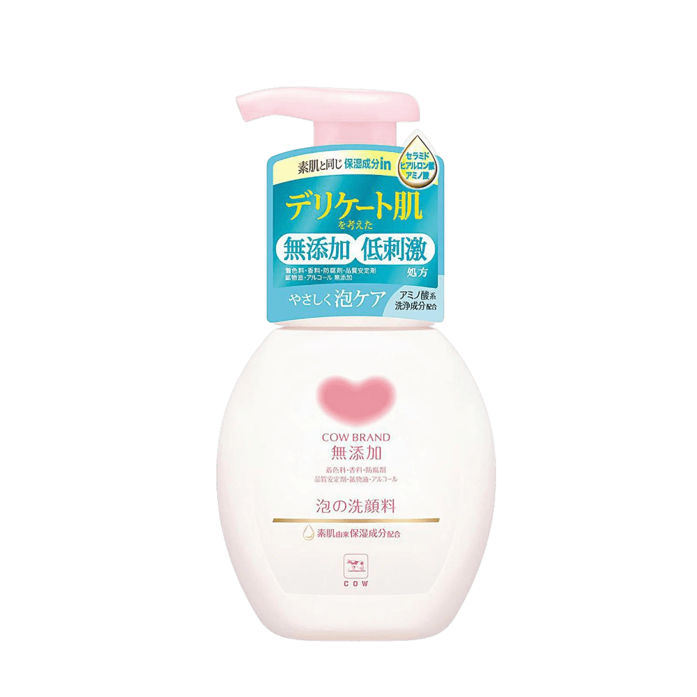 Cow Brand Mutenka Foaming Facial Wash 160ml - additive-free Japanese foam cleanser for sensitive skin