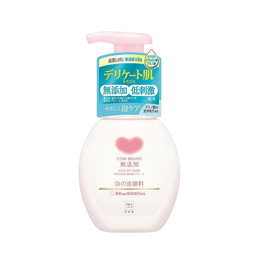 Cow Brand Mutenka Foaming Facial Wash 160ml - additive-free Japanese foam cleanser for sensitive skin
