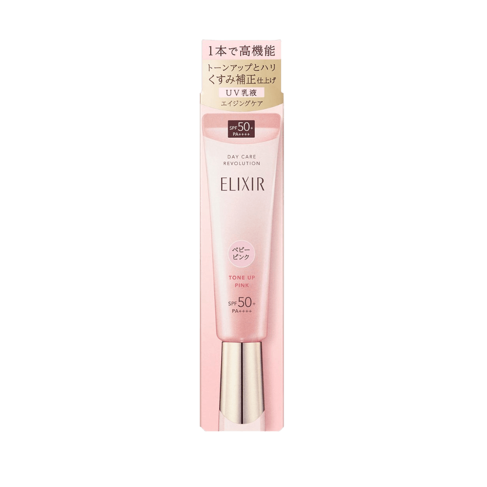 Elixir Day Care Revolution Tone Up Baby Pink 35g - pink-tinted all-in-one Japanese skincare SPF50+