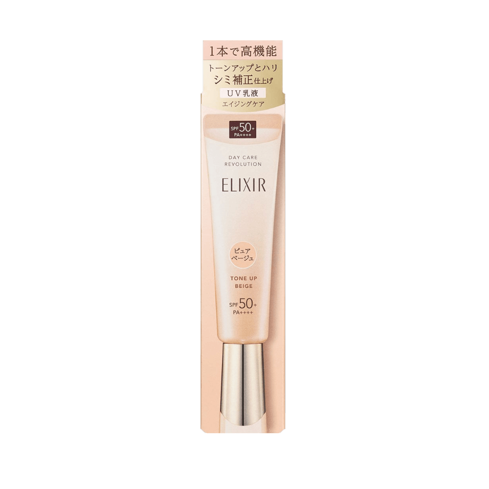Elixir Superieur Day Care Revolution Tone Up Pure Beige 35g - beige all-in-one Japanese SPF50+