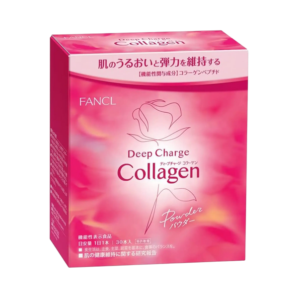 FANCL Deep Charge Collagen Powder 30 Sticks - Japanese collagen powder supplement for skin elasticity