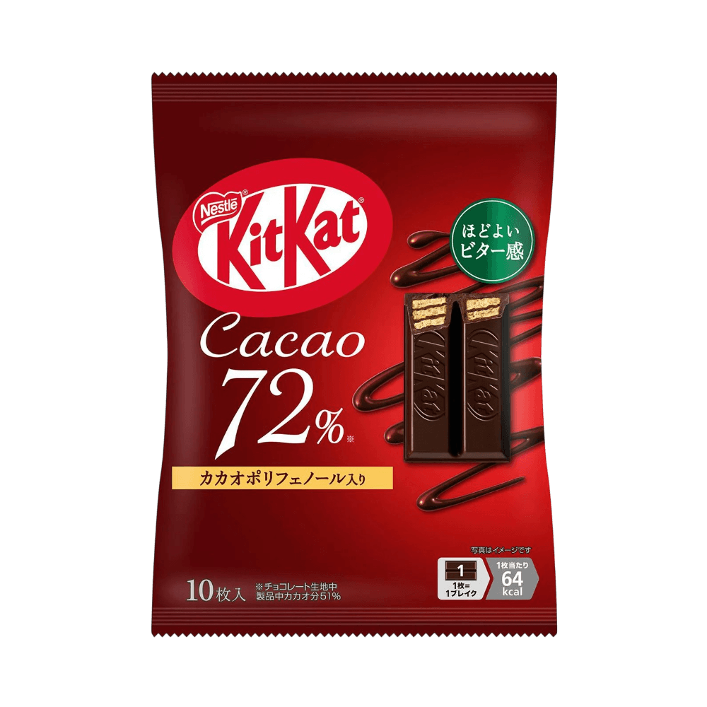 KitKat Cacao 72% 10 pieces rich dark chocolate for a sophisticated bright taste