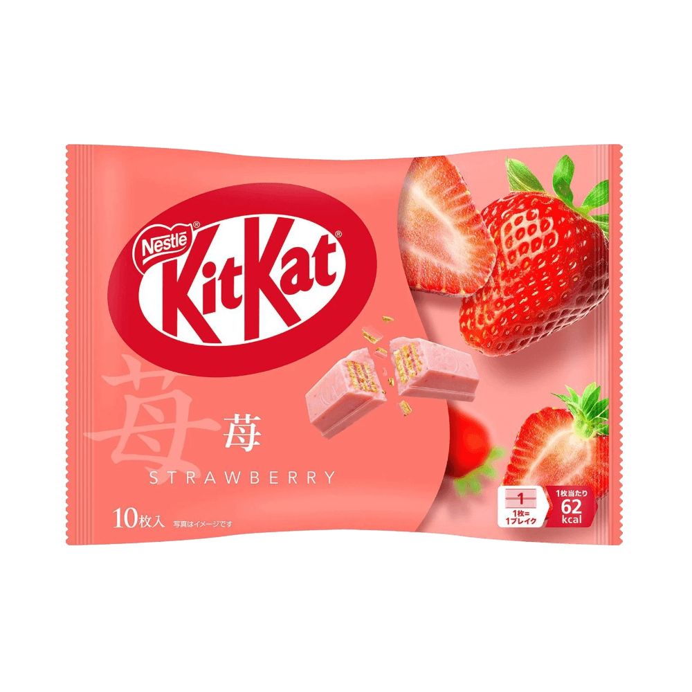 KitKat Strawberry 10 pieces sweet and tangy fruit flavor for a bright refreshing snack