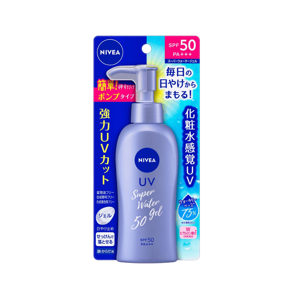 Nivea Super Water Gel Pump SPF50+ PA++++ 140g - watery Japanese sunscreen gel pump for daily use