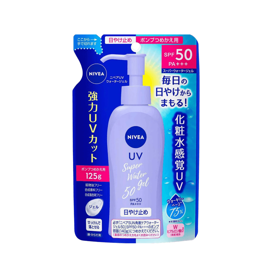 Nivea Super Water Gel Refill SPF50+ PA++++ 125g - Japanese sunscreen refill pouch for less waste