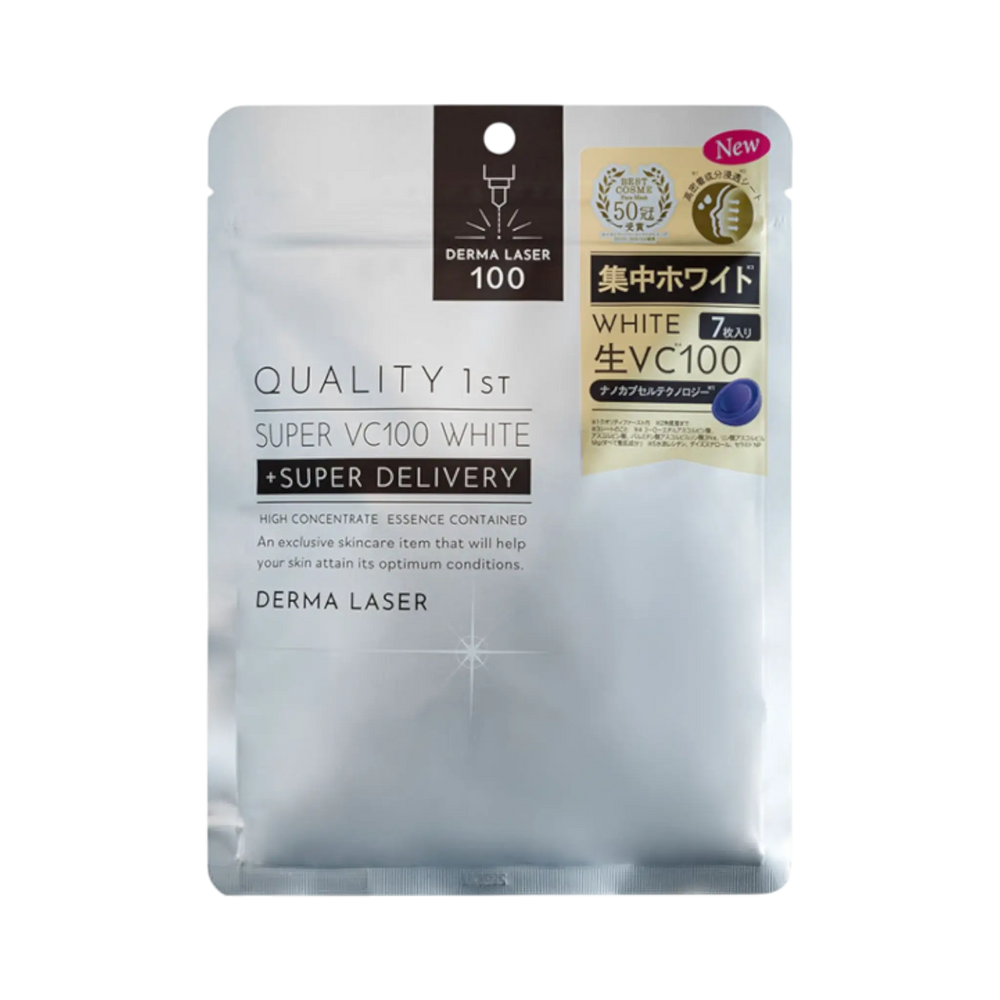 Quality First Derma Laser Super VC100 White Mask 7 Sheets - vitamin C whitening Japanese sheet mask