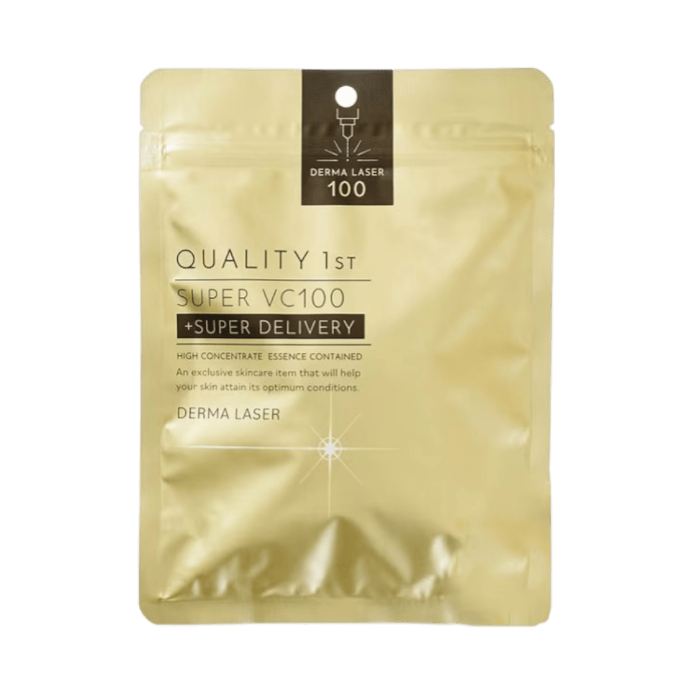 Quality First Derma Laser VC100 Mask 7 Sheets - vitamin C brightening Japanese sheet mask for dark spots