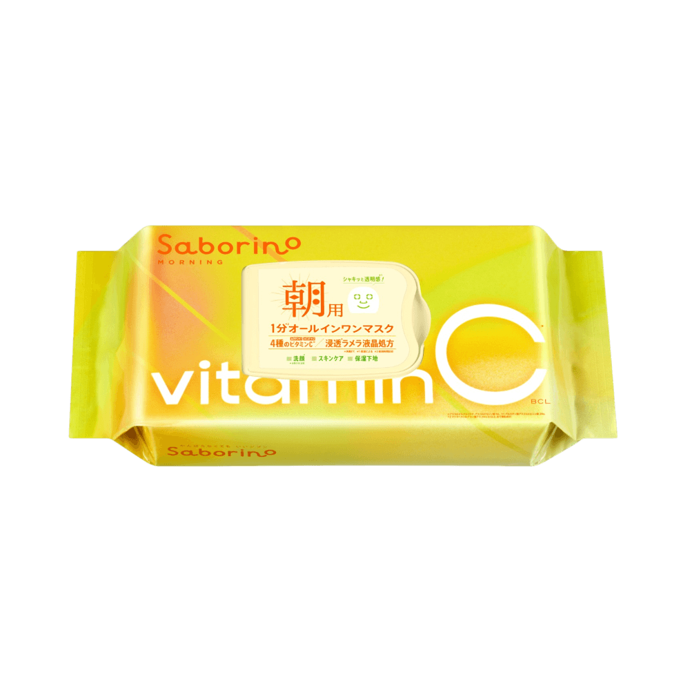 Saborino Morning Mask Vita C 30 Sheets - vitamin C brightening 60-second Japanese morning face mask