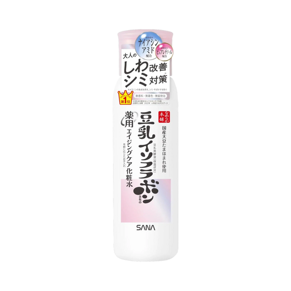 Sana Nameraka Honpo Medicated Wrinkle Lotion White 200ml - brightening soy milk toner for mature skin
