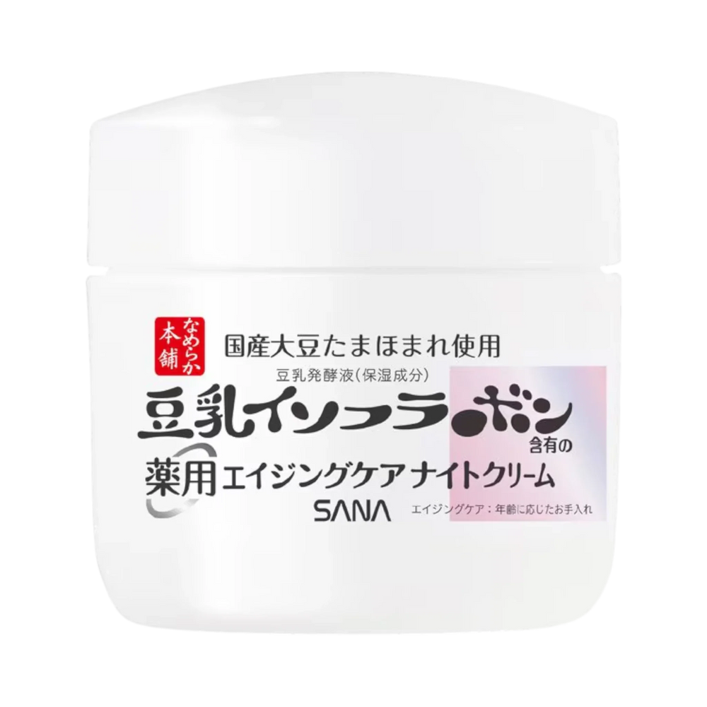 Sana Nameraka Honpo Medicated Wrinkle Night Cream White 50g - overnight soy milk brightening cream Japan