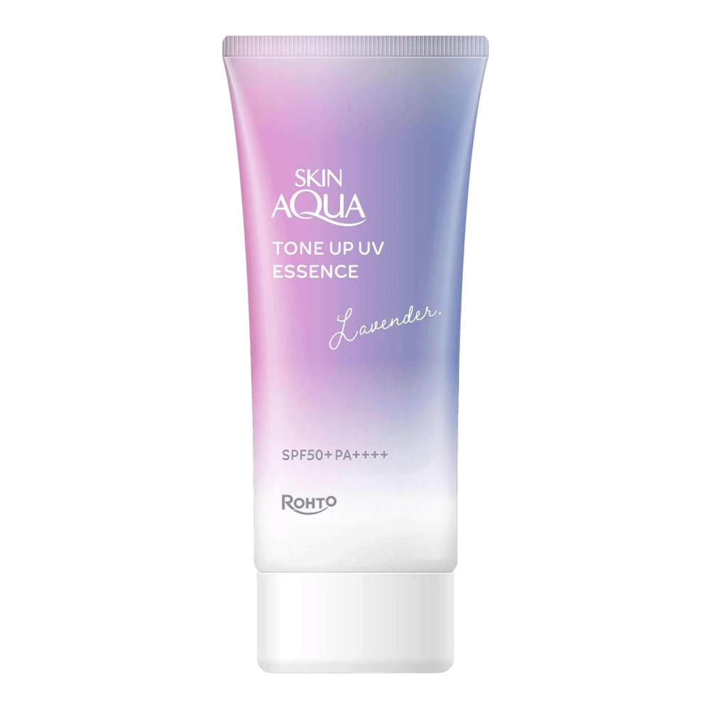 Skin Aqua Tone Up UV Essence Lavender SPF50+ PA++++ 80g - purple tone-up Japanese sunscreen for dull skin